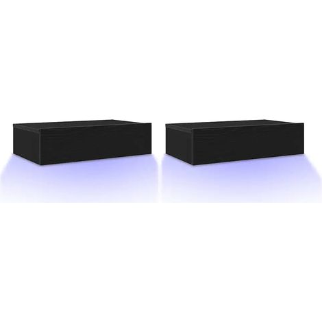 Lot de 2 meubles TV avec éclairage LED moderne et pratique rangement optimisé 60 x 35 x 15 cm en bois d'ingénierie noir