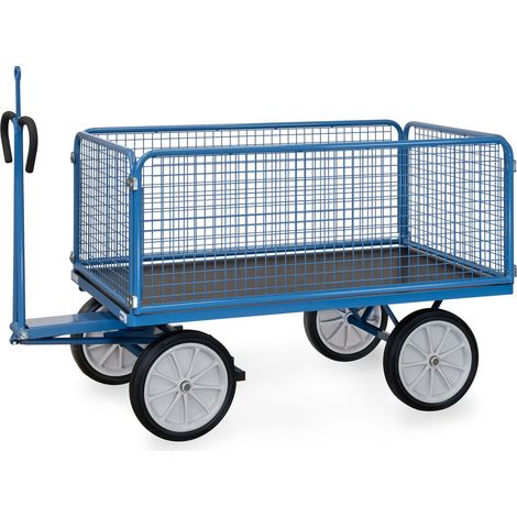 Fetra Handpritschenwagen mit Zugöse an der Deichsel, Drahtgitterwänden 600 mm hoch Vollgummi-Bereifung 1600x900 mm (1/3)