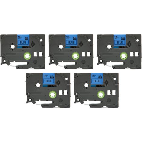 5 Rouleaux Ruban Étiqueteuse Noir sur Bleu 12mm 0.47 Pouce Bande Étiquette pour PTouch PT D210 PT H100 PTD220 PT 1290 (1/5)