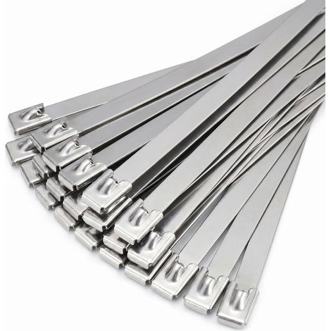 Collier Serrage Metallique 100 Pièces, Kit de Collier de Serrage Inox, 4.6×300mm, Serre Cable Inox 304, pour Enroulement d'Échappement, Clôtures Fixes, Voitures, Réparations de Jardin, Résistant à la (1/5)