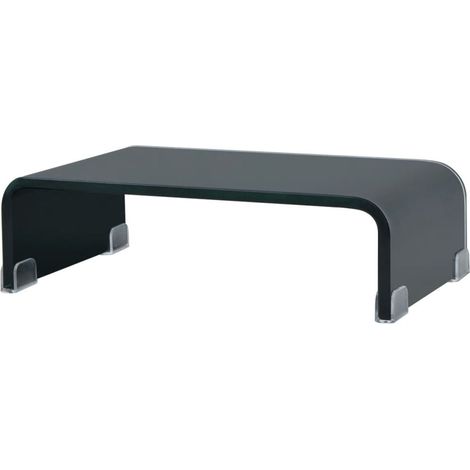 Mueble de TV aparador diseño práctico soporte para monitor de 40 cm cristal negro 2502228