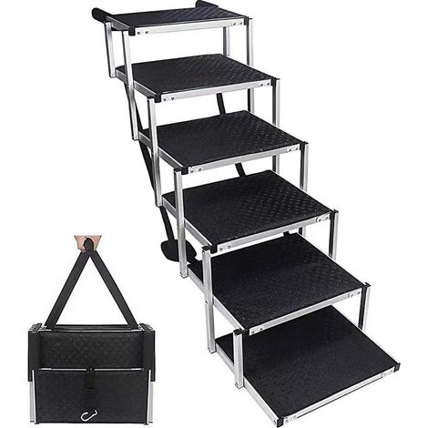 Hundetreppe Auto 6 Stufen klappbar bis 85kg Aluminium 80cm hoch für SUV (1/5)