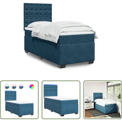 vidaXL Matelas à ressorts ensachés - Sommier à lattes de lit avec matelas bleu 100x200 cm (1/5)
