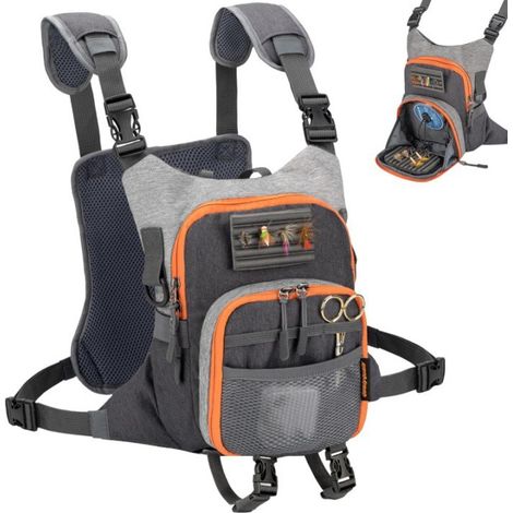gilet de pêche avec rangement pour matériel, peut contenir 2 boîtes à mouches organisateur équipemen (1/4)