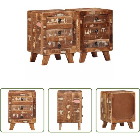 Bois de récupération - Table de chevet 2 pcs 37x32x50 cm bois massif de récupération (1/5)