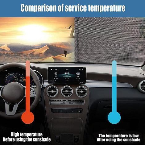 Automatischer, einziehbarer Sonnenschutz für Autos, UV-Schutz für die Windschutzscheibe, Verdunkelungssegel, universeller Sonnenschutz. (1/5)