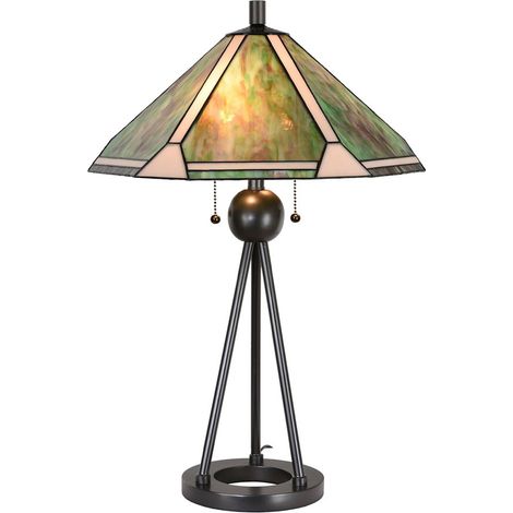 Lampe de table et luminaire de bureau en métal coloris vert et marron 50 x 73 cm - PANGIVO