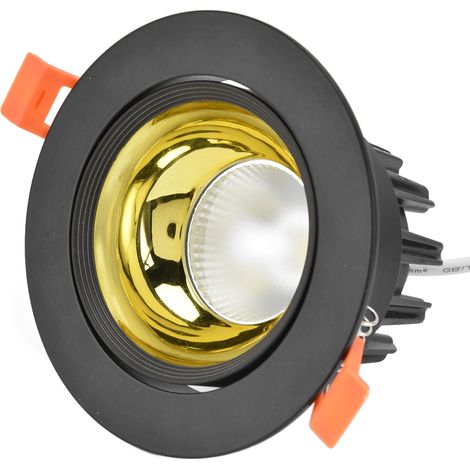Spot encastré LED en aluminium, angle réglable, étanche à la poussière, pour salon ou chambre, 100-264 V, boîtier noir, coupelle dorée (1/5)