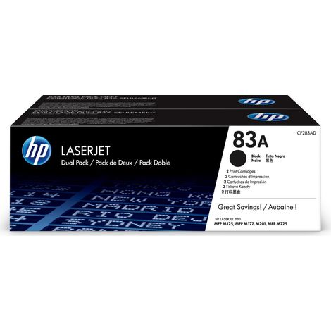 HP 83A 2 Pack Black Original LaserJet Toner Cartridges Cartuccia Toner 2 pz Originale (1/4)