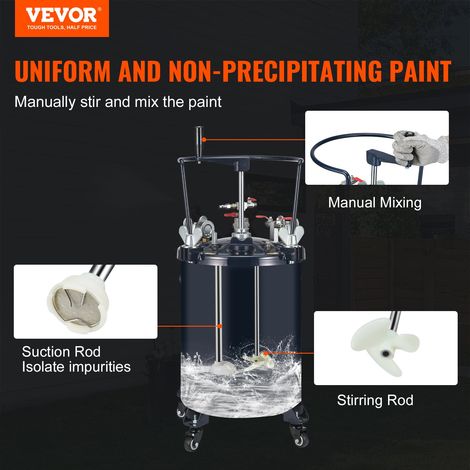 Réservoir de Peinture sous Pression 30 L Pot de Pression de Peinture Entrée d’Air 6,4 mm Sortie 9,5 mm Système de Pulvérisation de… (1/5)