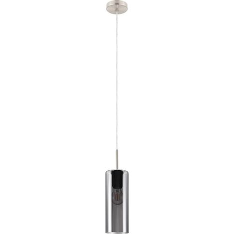 Lampadario Industrial Selvino 1 Luce Acciaio Grigio Opaco Diffusore Nero (1/4)