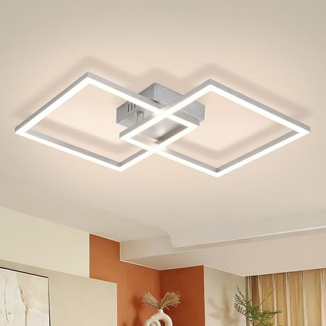 GBLY Lampada Soffitto LED 24W Argentata 4000K Bianco Neutro Quadrata Girevole Design Moderno per Camera Salone Cucina Corridoio