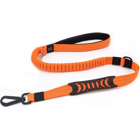 BRAVIX Laisse pour Chien Solide avec Poignée Rembourrée Corde Anti Traction Laisse de Dressage Élastique pour Moyens et Grands Chiens en Fort Tirage (110CM-150CM, Orange) (1/5)