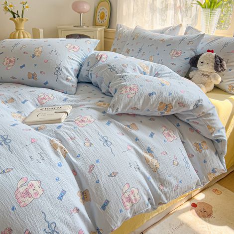 Set completo in cotone lavabile in macchina – Set da 4 pezzi per letto 180 cm (copripiumino 180x220 cm, 2 federe 65x65 cm, coprimaterasso 180x200 cm) – Morbido, anallergico, senza piombo o formaldeide