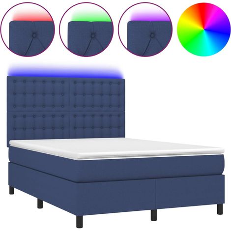 Maison Exclusive - Cama box spring colchón y luces LED tela azul (1/5)