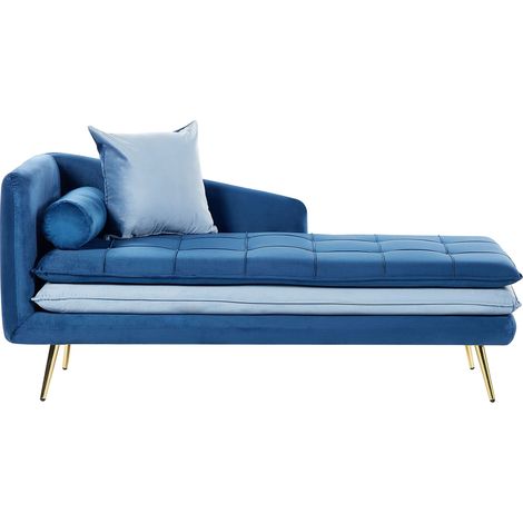 Left-Hand Chaise Lounge GONESSE Velvet Blue