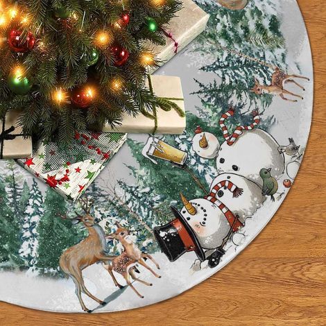 Jupe de sapin de Noël 90 cm, tapis de sapin d'hiver, idéale pour les réunions de famille, les décorations de fêtes, en intérieur et en extérieur (1/5)
