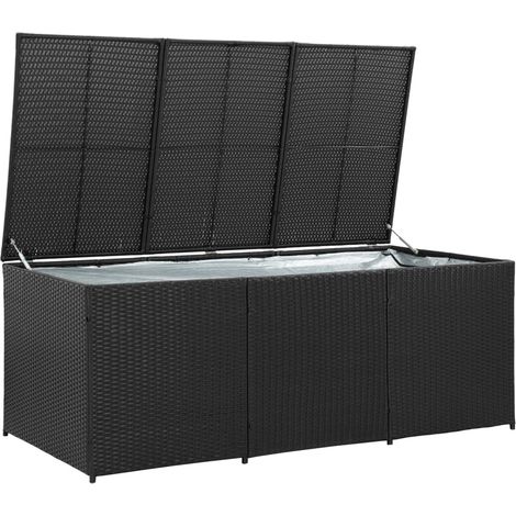 INLIFE Boîte de rangement de jardin Résine tressée 180x90x75 cm Noir (1/5)