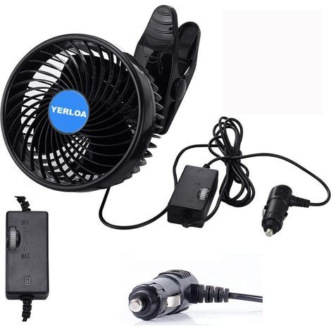 1 Ventilateur 12V, Rotation 360 Degrés, Vitesse Réglable, Faible Bruit, Pour Voiture, Camion, SUV (1/5)