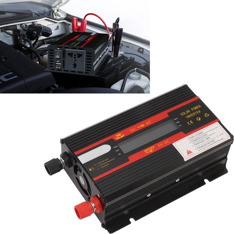 Convertisseur de puissance double usage 600 W pour voiture et maison avec écran LCD, onduleur solaire universel double tension 12 V/24 V-220 V (1/5)