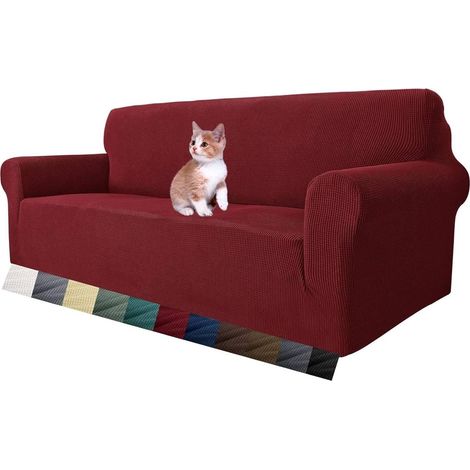 1 pièce Housse de canapé, Extensible, Jacquard, Antidérapante, Salon, 3 Places. (1/5)