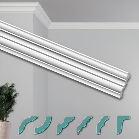 HEXIMO Deckenleisten modern XPS Styropor weiß, 2 Meter Stuckleisten Styroporleisten: ZG28 - 70 x 70 mm, 20 Meter Sparpaket (1/5)