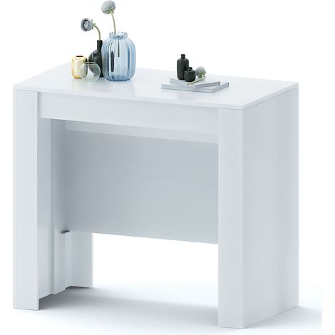 Tavolo Consolle Allungabile Oslo Fino A 2.37 Metri, Tavolo 10 Posti Salvaspazio Multiposizione, Design Moderno Ed Elegante, Consolle per Casa E Ufficio, 78 x 51 x 90 cm, Colore Bianco Lucido (1/5)