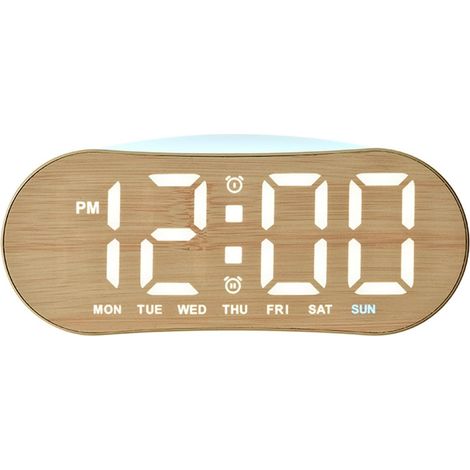 Horloge de chevet multifonctionnelle avec veilleuse douce et (1/5)