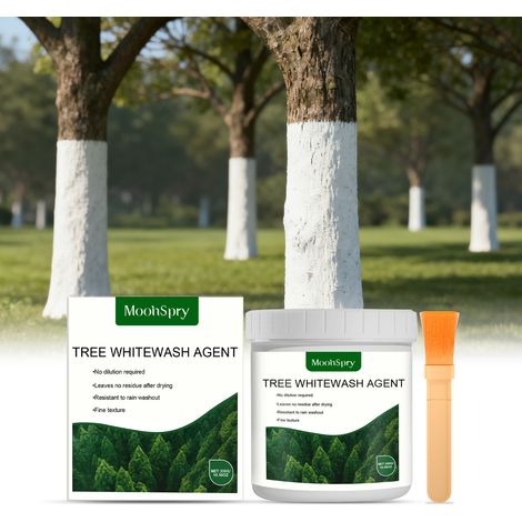 Portable and easy-to-apply tree whitewash with strong adhesion protects roadside trees and trunks from insects and frost. -- 300g whitewash + brush (1/5)