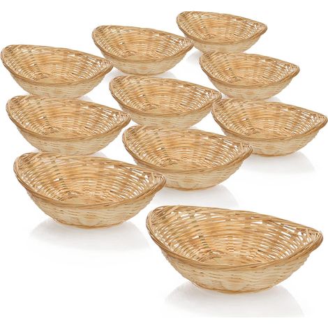 COM-FOUR® 10x Naturfarbene Raffiakörbe zur Dekoration - Osterdekoration - Osternest - Korb für Ostereier, Brötchen und Snacks (10 Stück - oval 11,5 cm) (1/5)