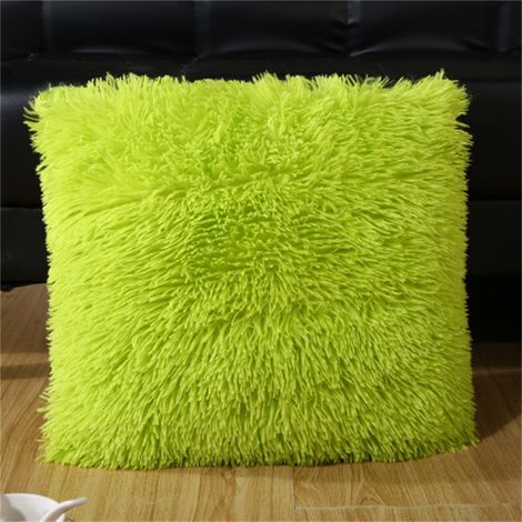 Housse De Coussin Fourrure Synthétique - 43 x 43 cm - Pour Canapé Chambre Voiture - Vert (1/5)