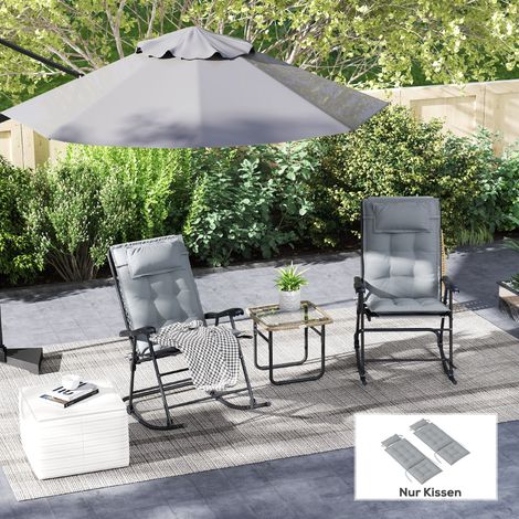 2er Set Auflage für Sonnenliege Wasserabweisend Liegenauflage für Gartenliege Polsterauflage 50x116x5 cm, Hellgrau