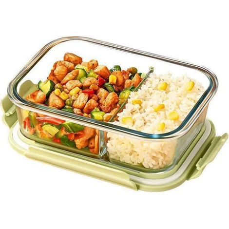 1 Boîte à lunch en verre, micro-ondable, hermétique, 800-1000 ml, pour adultes (1/2)