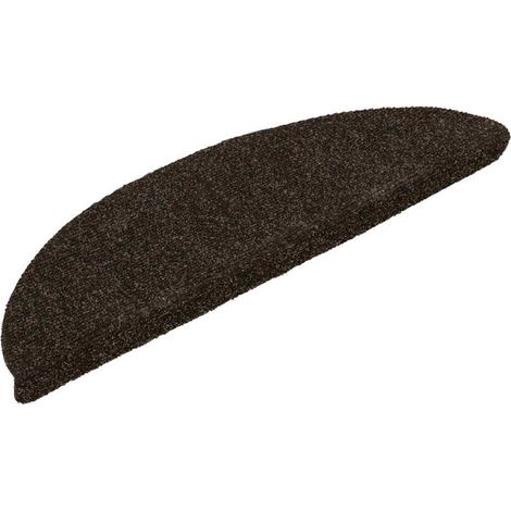 Felpudos autoadhesivos para escaleras, 15 unidades, 56 x 17 x 3 cm, marrón oscuro, semicirculares vidaXL