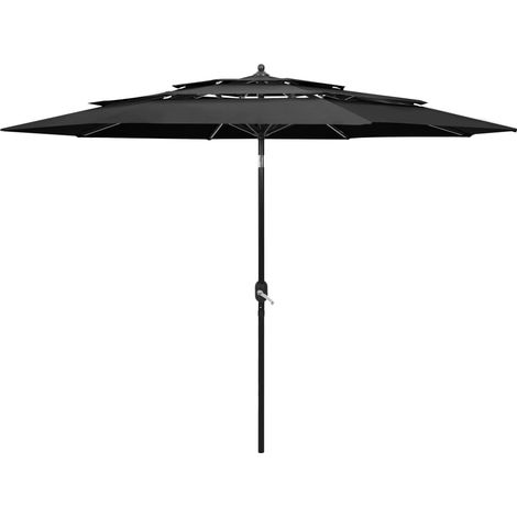 Sonnenschirm mit Aluminium-Mast 3-lagig Anthrazit 3 m