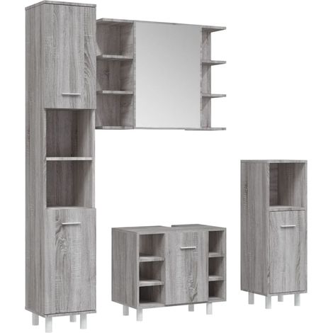 4-tlg. Badmöbel-Set Grau Sonoma Holzwerkstoff vidaXL325599 (1/5)