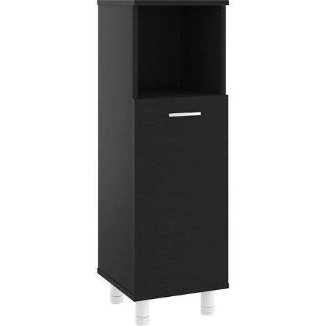 Maison Exclusive - Badezimmerschrank Schwarz 30x30x95 cm Holzwerk (1/5)