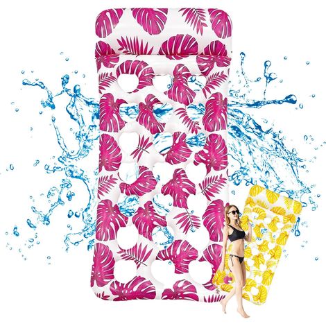 2024 Nouveau Flottant Hamac Gonflable Hamac Piscine Flottant Flotteur Gonflable Piscine Flottant de Inclinable Pliable avec Pompe à Main pour fête de Vacances Partie Plage (1/5)