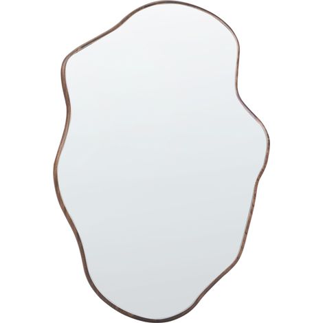 Wall Mirror Brown Paulownia Wood Frame Irregular Shape Scandinavian Style Hanging Decor MENVILLE (1/5)