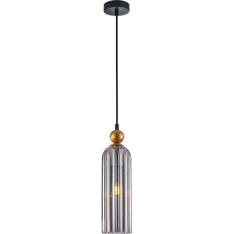 Suspension verre fumé noir/or Ø10cm E27 40W Italux Levie (1/4)