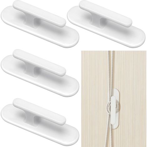 4 pièces cordon de sécurité store enrouleur Twister fenêtre boutons support jalouse garde-fou enfant crochets adhésifs muraux - attaches rideau réglables, enroulables et sûres (1/4)