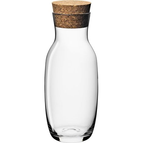 1 Carafe à eau, Verre, Couvercle en liège, 1,1 L, Robuste, Stable, Passe au lave-vaisselle, Pour table et fêtes