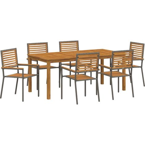 Garden Dining Set 7 pcs Grey Poly rattan vidaXL (1/5)