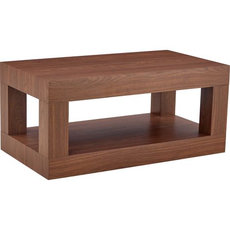 Table basse rectangulaire à double niveau avec rangement ouvert, style industriel, en MDF, finition bois foncé, pour salon moderne, montage facile  CHICFURN (1/5)