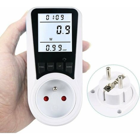 AC 230V-Wattmeter-Steckdose. Leistungsüberwachung mit LCD-Bildschirm. Französische Steckdose (1/5)