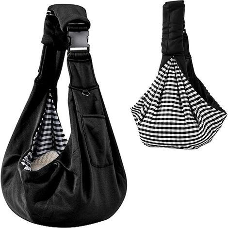 NALOOKAMIC Sac de transport pour animaux - Bretelles réglables - Tissu polaire - Charge maximale : 7,5 kg - 65 x 30 x 80 cm - Noir