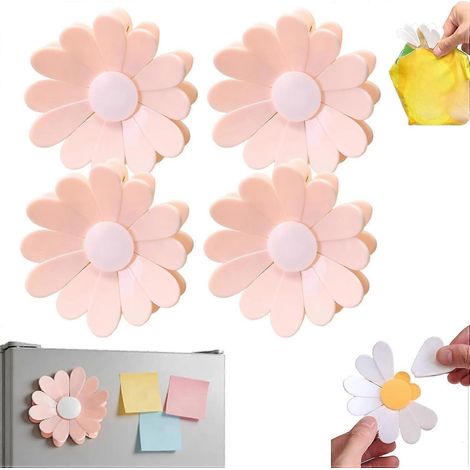 Pinces magnétiques marguerite 6 pétales lot de 2 pinces magnétiques cerise aimant réfrigérateur fleur 3D rose (1/5)