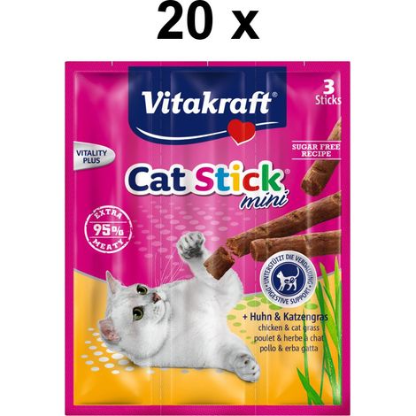 Vitakraft Katzensnack Cat-Stick mini Huhn & Katzengras - 60 x 6g