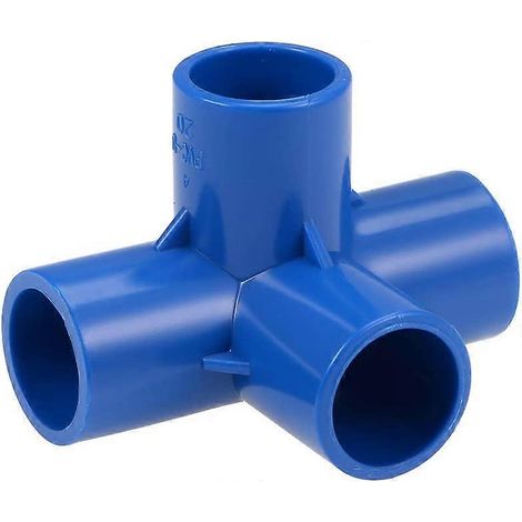 Lot de 2 coudes à 4 voies en PVC de qualité mobilier, 20 mm, bleus (1/3)