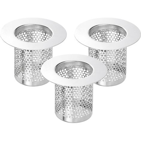 Set di 2 filtri per doccia, 5 x 6,6 cm, in acciaio inox 304, per scarichi a pavimento profondi, raccogli capelli, ideali per cucina, bagno e balcone. (1/5)